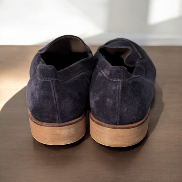 Italian Leather Navy Loafers - Picture 3 of 5